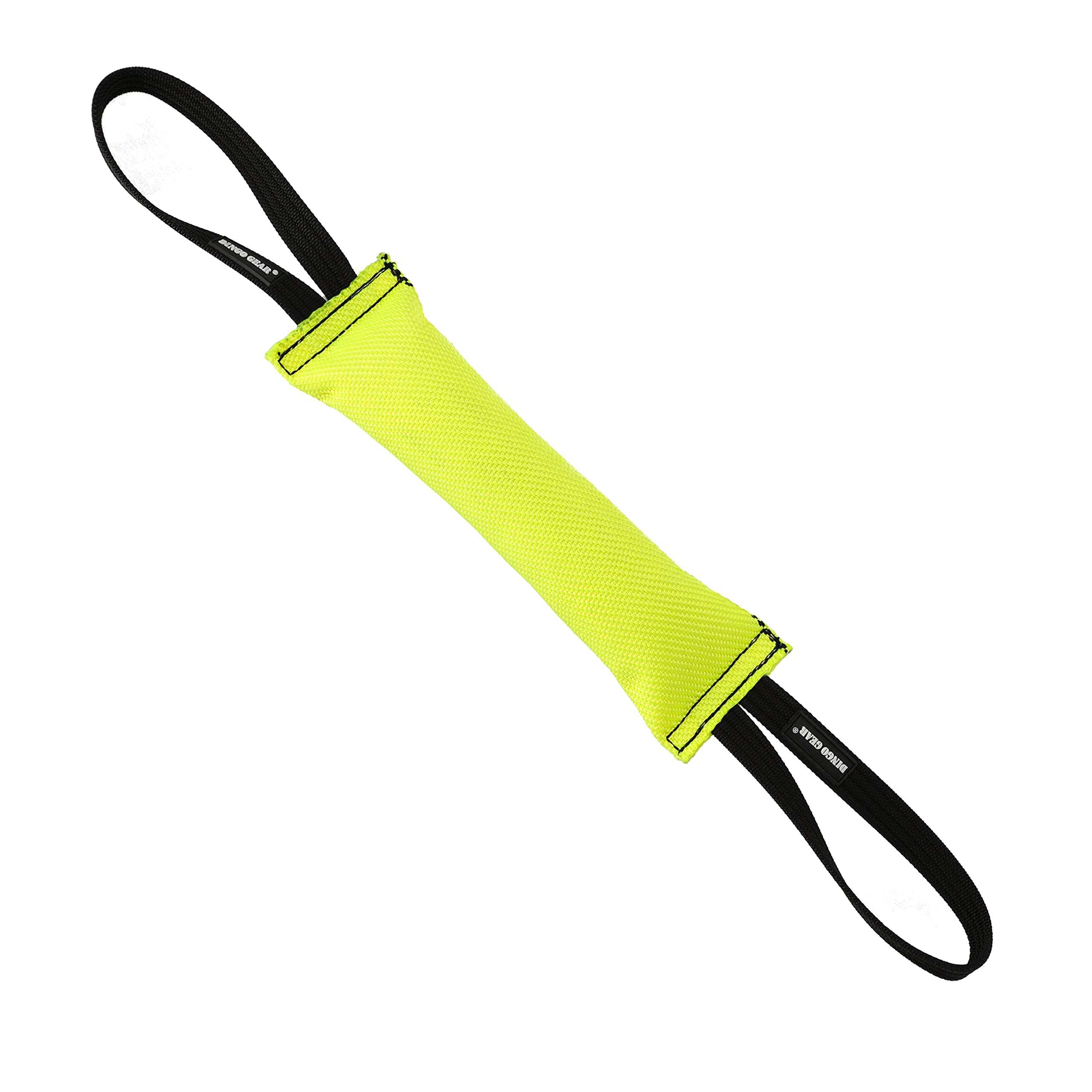DINGO GEAR Firehose Bite Tug 2 Handles Heavy Duty Toy for K9 IGP Dog Training Sports Play Fetch Bite Work Floating Tug of War to Fire Up Prey Drive Size XXL Yellow S00305
