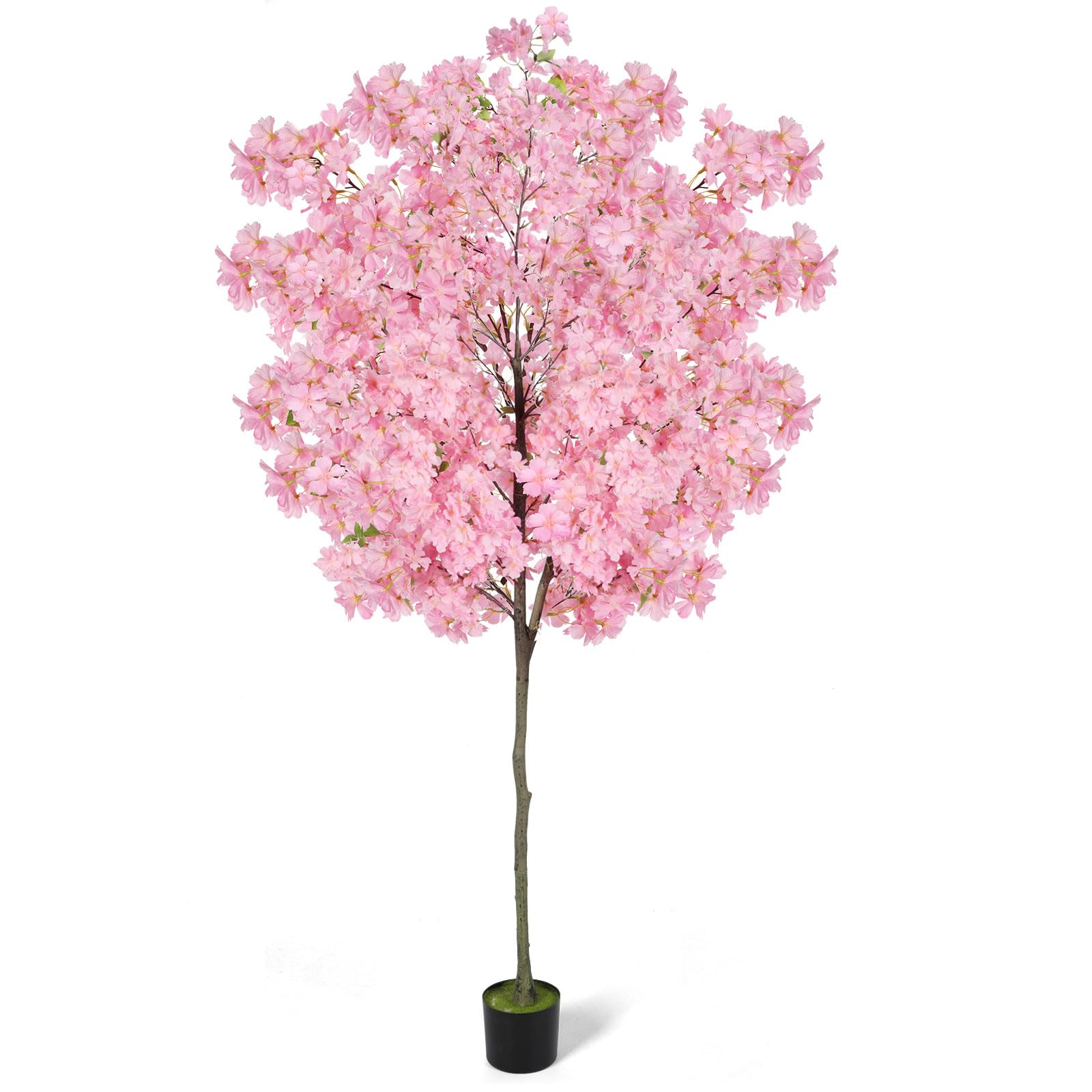 Photo 1 of 6Ft Tall Cherry Blossom Artificial Tree,Fake Pink Cherry Blossom Tree,Lifelike Decorative Plant in Pot for Indoor/Outdoor, Christmas, Garden,Home Office Dec