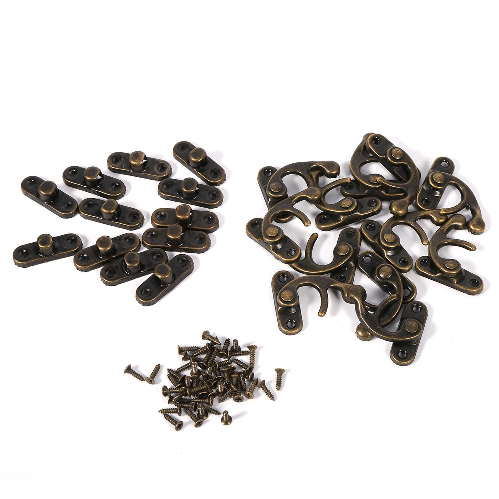 Antique Vintage Cabinet Latches Pack of 12 Right Swing Arm Latch Hardware for Closet Shed Silent Holder Hook Hasp with Catch