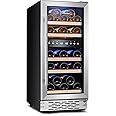 Phiestina Wine Cooler Refrigerator, 15 Inch Wine Fridge 29 Bottles Under Counter Wine Refrigerator Dual Zones Cooling with Digital Memory, Auto Defrost Built-in/Freestanding