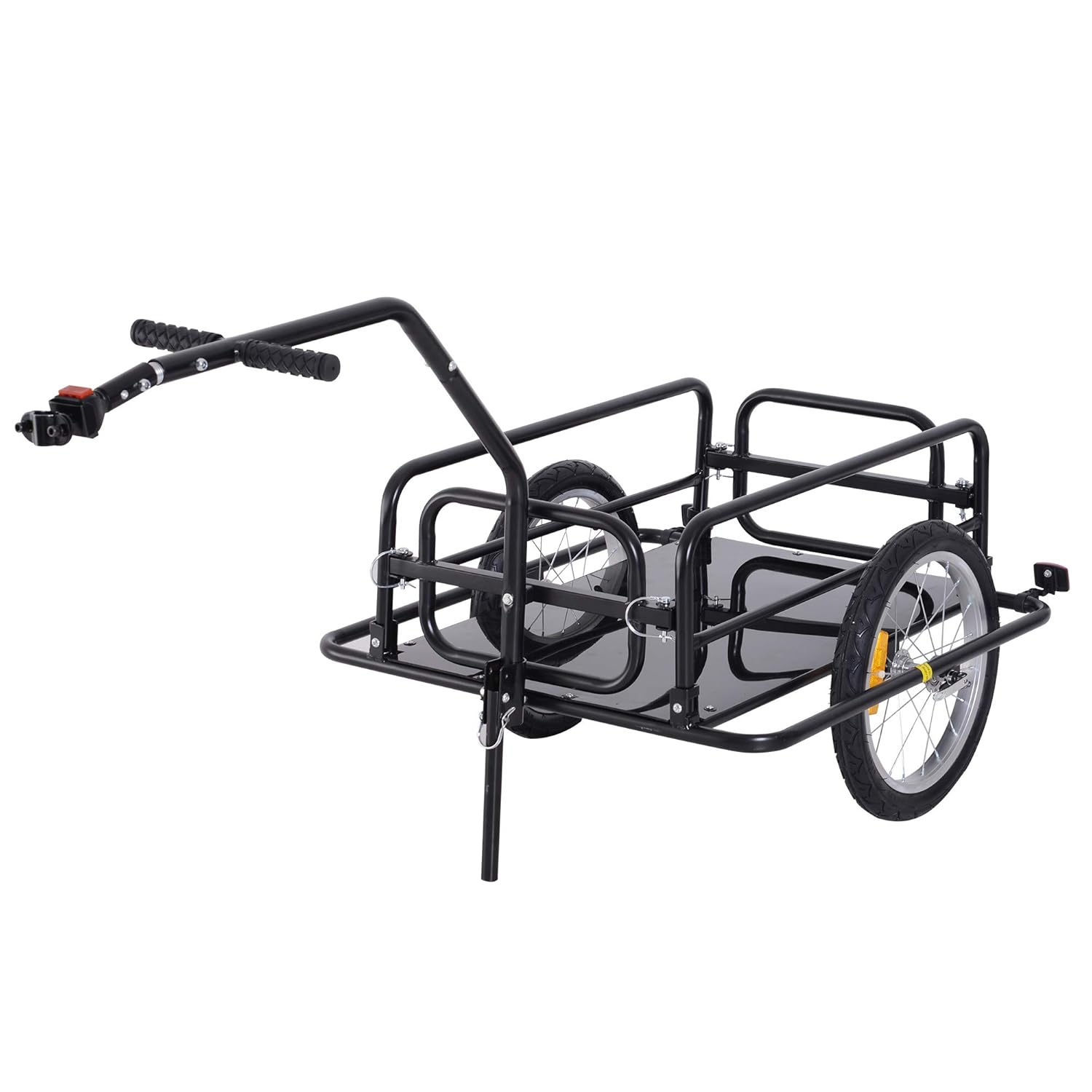 Aosom Folding Bike Cargo Trailer Cart with Seat Post Hitch- Black