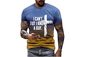 FXBAR Novelty Tshirts I Can't But I Know A Guy Letter Printed T-Shirts for Men Funny Christian Shirts
