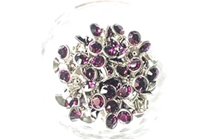 DAS GARDEN 100 Sets Cz Colorful Crystal Rivets Silver Color Spots Studs Double Cap for DIY Leather-Craft (Purple, 6MM)