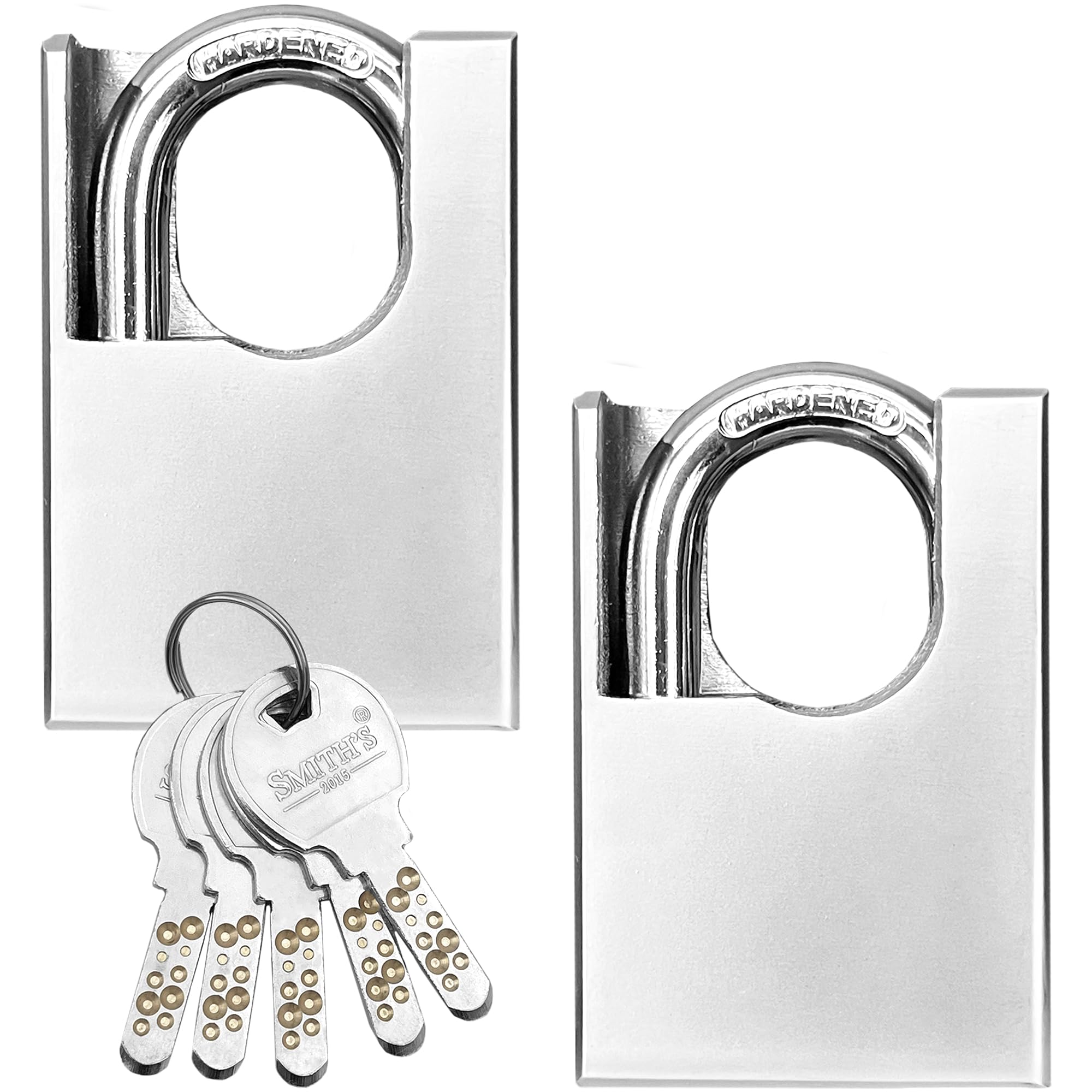Heavy Duty Padlocks by Smith’s® | 60mm x 40mm | 2 Pack | Alloy Steel | 10 Keys | Perfect for Warehouse, Container, Garage, Shutter, Gate, Chain, Shed Lock