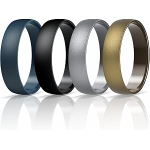 Egnaro Unisex Silicone Wedding Ring for Men & Women 4/5mm Wide 1.65mm Thick | Comfort-Fit Inner Curve with Rounded Edges Prov