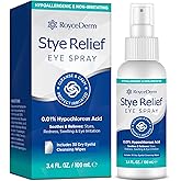 RoyceDerm Stye Eye Spray Eyelid Cleaner – Gentle Hypochlorous Acid Eyelid & Lash Cleanser Mist, Fast Soothing Eyelid Cleansing Formula with 30 Dry Eyelid Wipes – Daily Eye Care – 3.4 fl oz