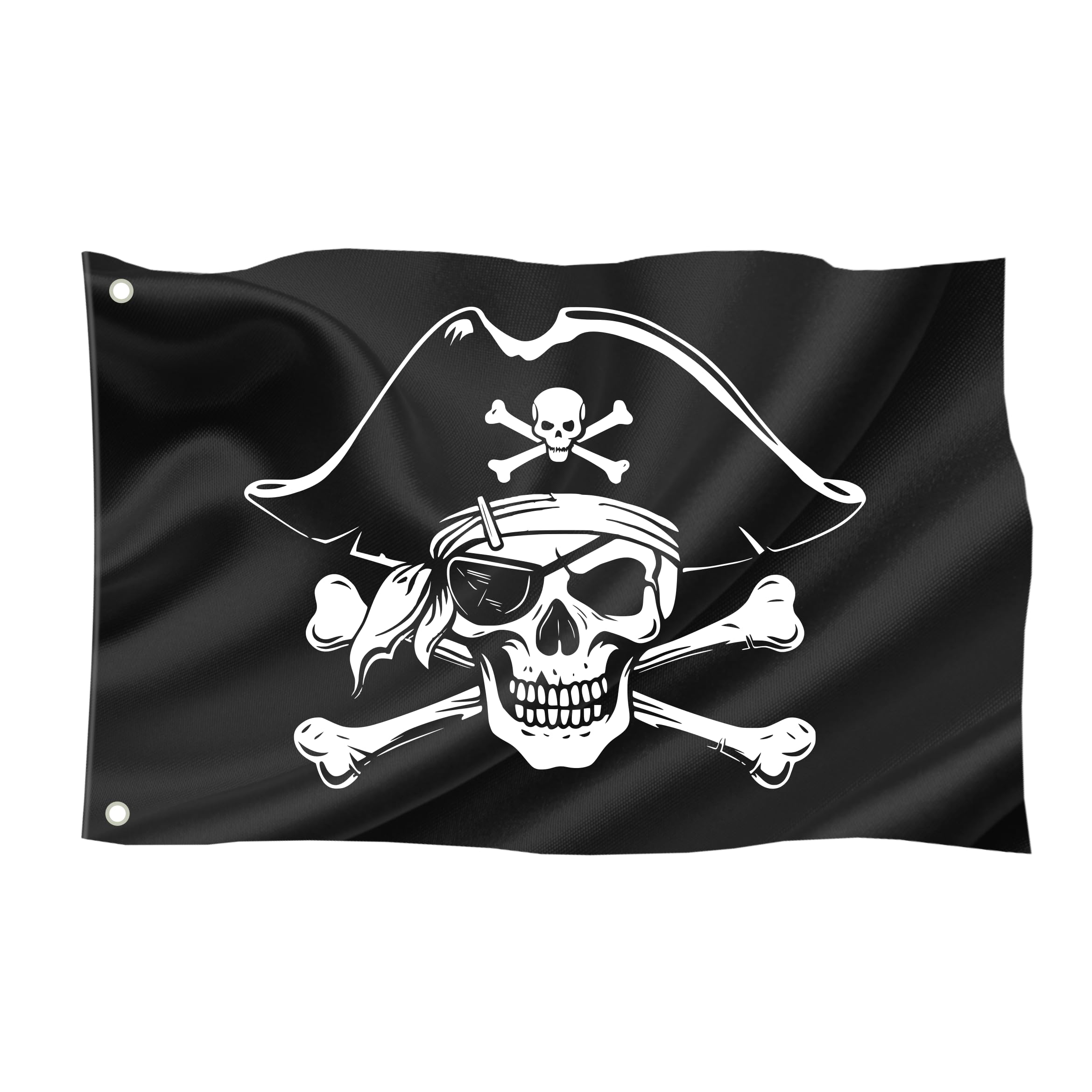 Pirate Flag / 60 x 40 cm / 23.6 x 15.7 Inches / Weatherproof with Eyelets / Outdoor and Indoor / Flag for Flagpole /100% Polyester (Skull 2 (Size S))