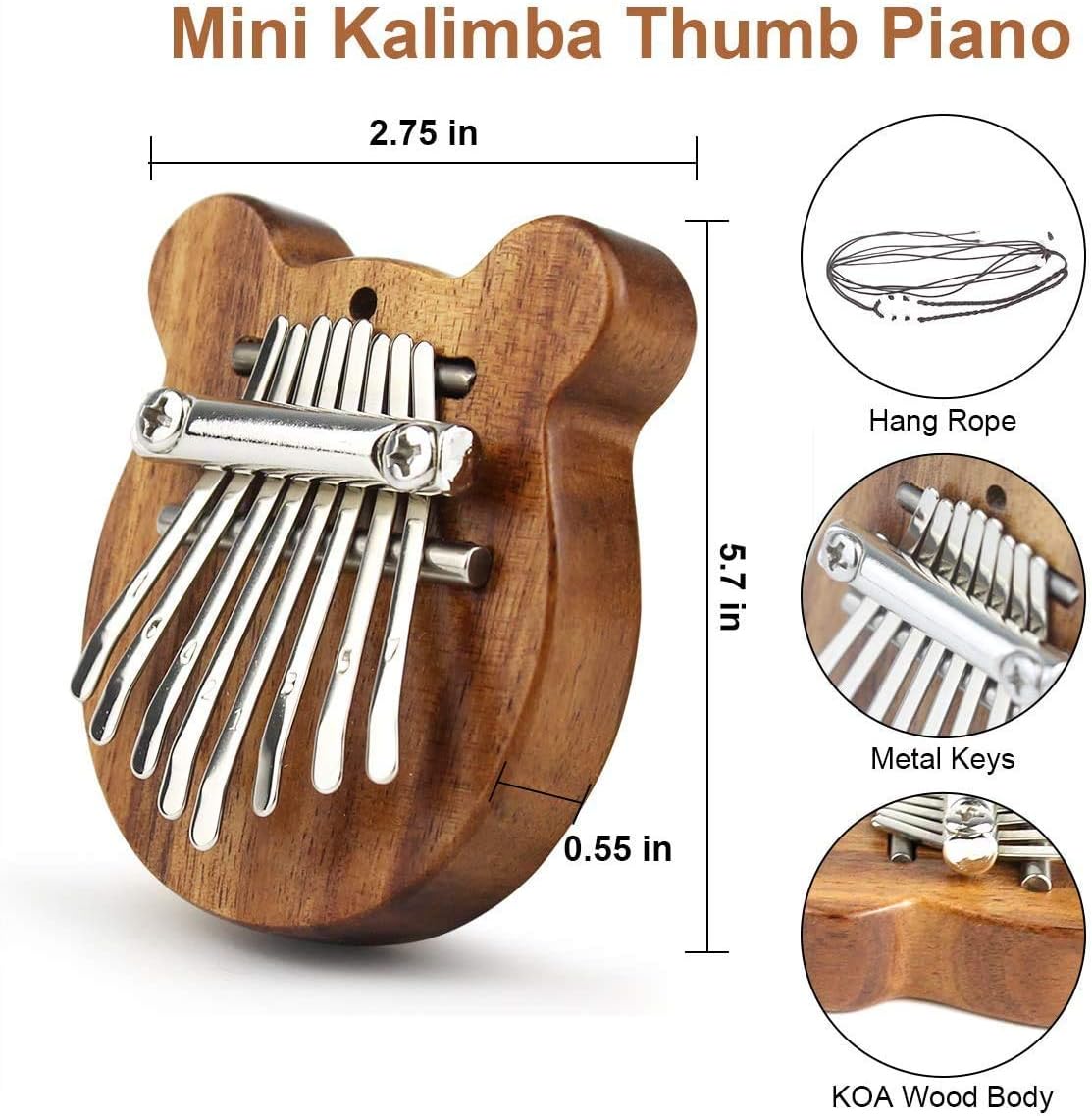 REUUY® 8 Keys Mini Kalimba Thumb Piano with Lanyard Pocket Thumb Piano Portable Mbira Finger Piano Gift for Kids Adults Beginners - Image 4