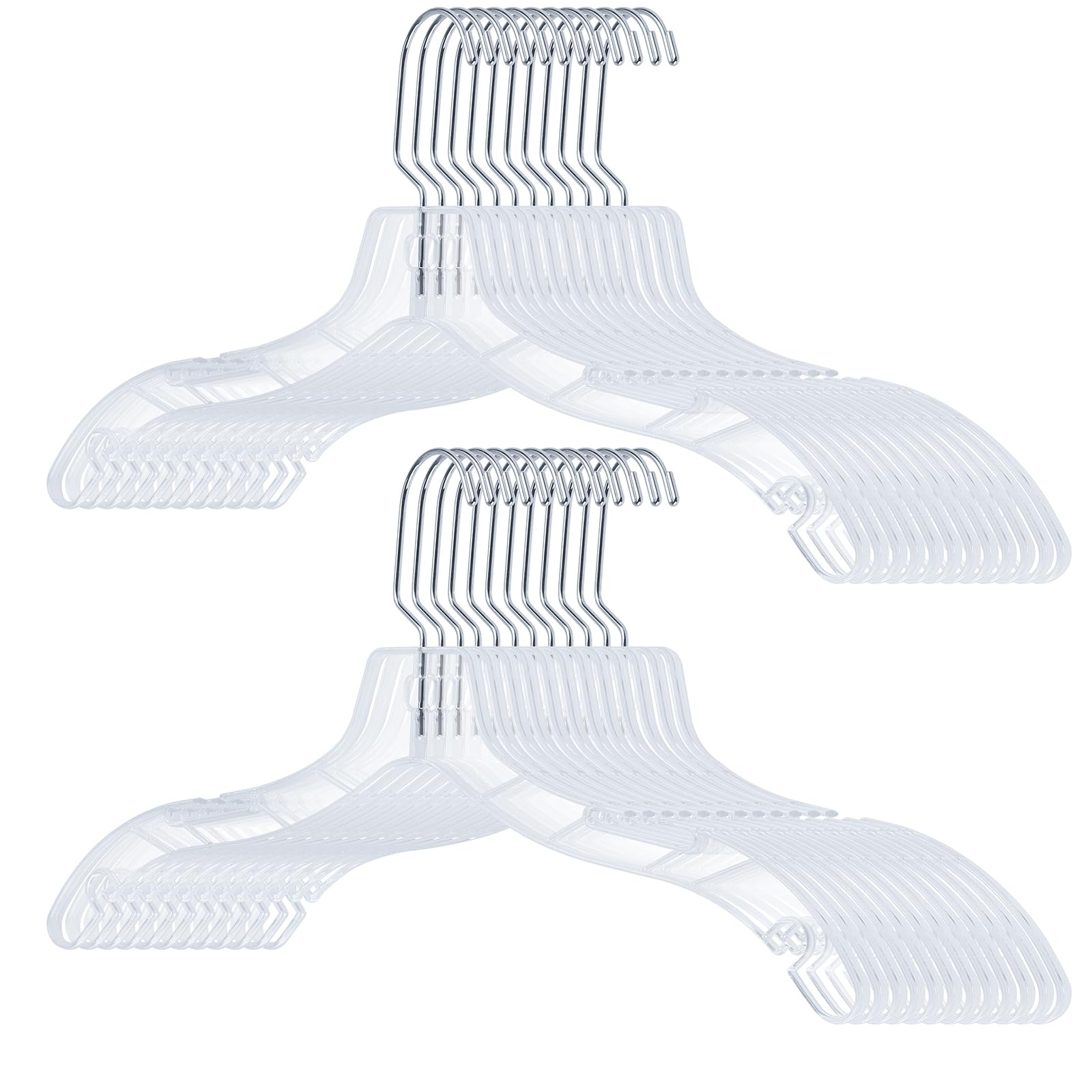 Photo 1 of VWV 24pcs Clear Plastic Non-Slip Heavy Duty Hangers for Sweaters, Shirts, Suits, Jackets