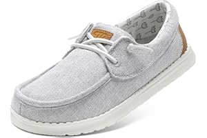 STQ Women's Boat Shoes with Orthopedic Insole Slip On Business Casual Shoes for Plantar Fasciitis Lightweight Canvas Loafer