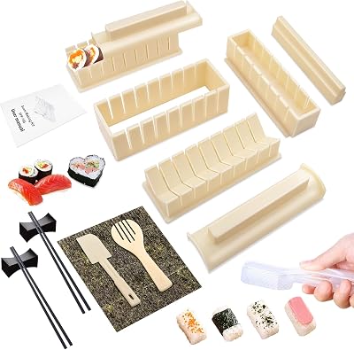 AYAOQIANG 15-Piece Sushi Making Kit with 9 Mold Shapes & Tools