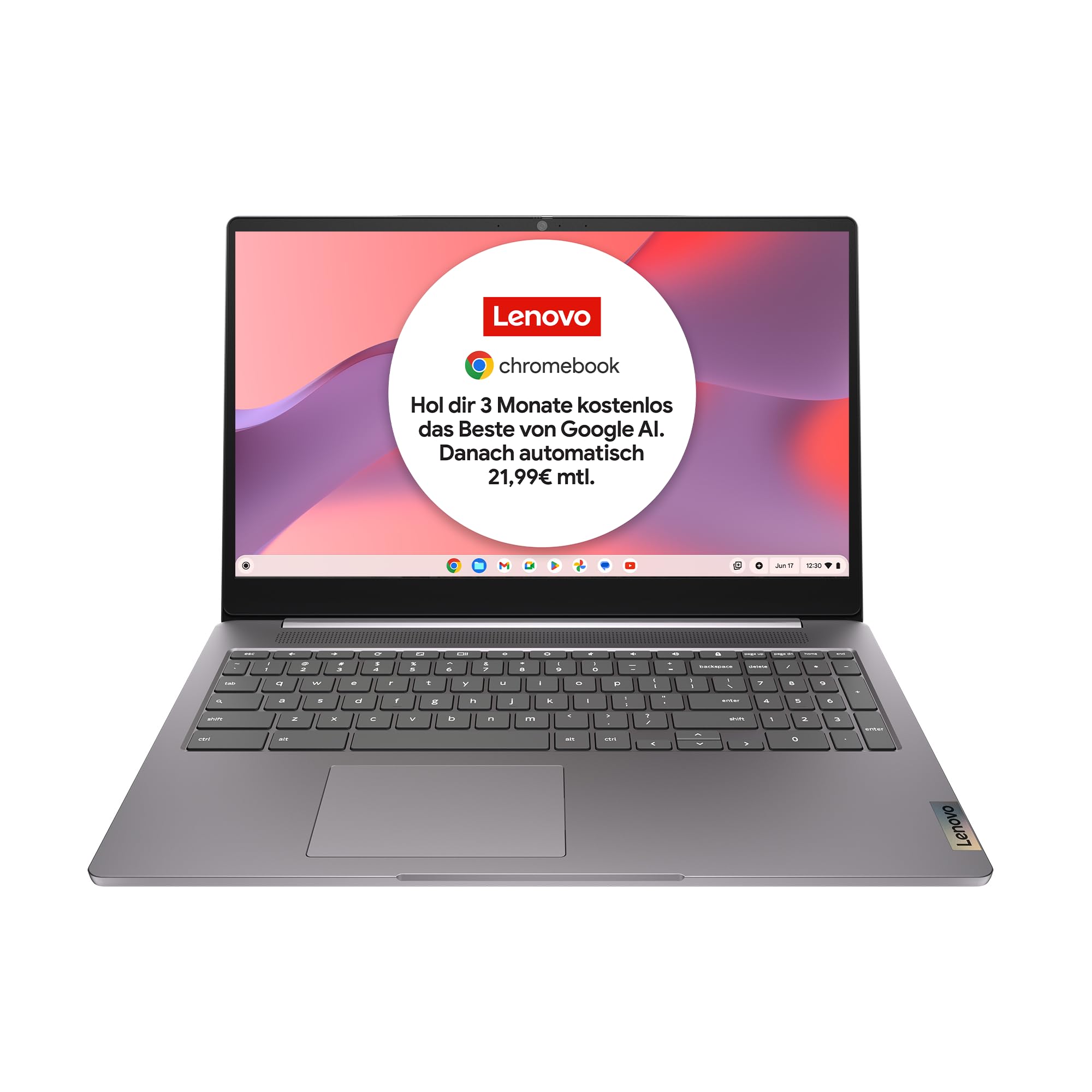 Lenovo Chromebook IdeaPad 3i | 15,6" Full HD Touch Display | Intel Celeron N4500 | 8GB RAM | 128GB SSD | Intel UHD Grafik | Chrome OS | QWERTZ | grau | 3 Monate Premium Care