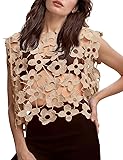 Yimoon Women's Hollow Out Floral Lace Vest