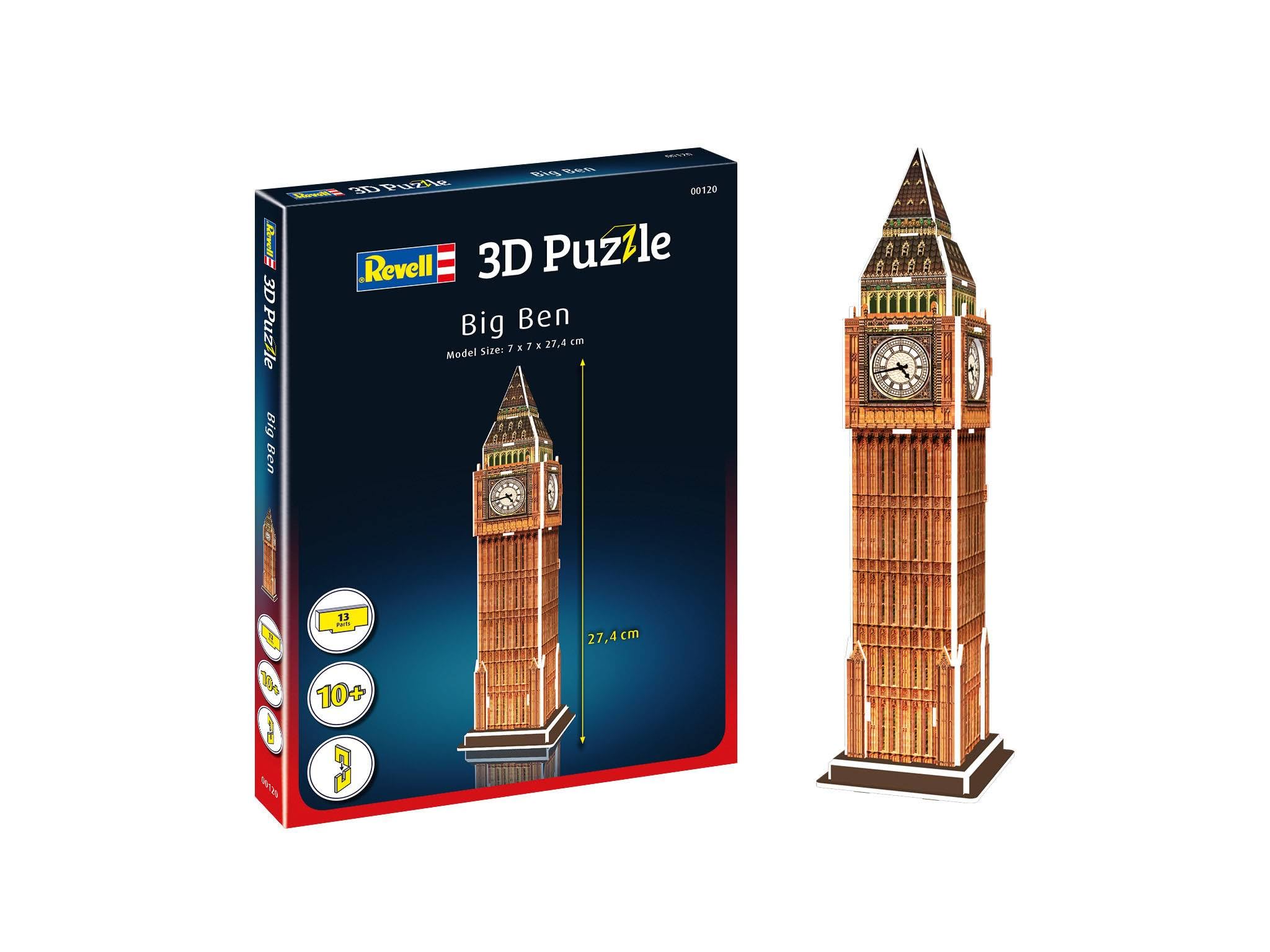 Revell 3D Puzzle 00120 Big Ben 13 Pieces, Highly Detailed, Over 27cm in Height, Fun & Easy to Build