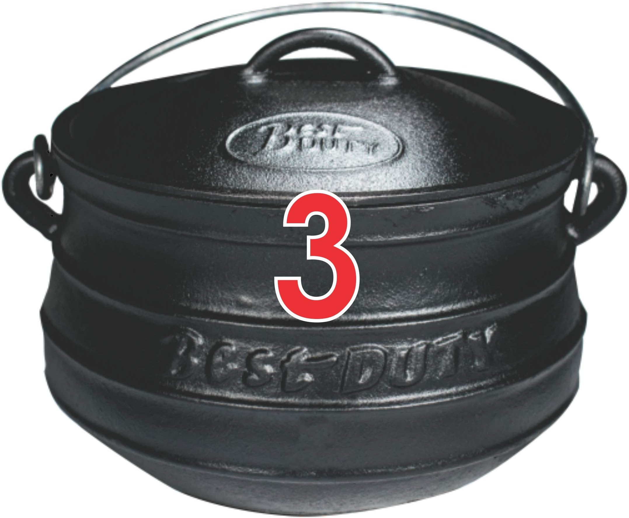 Cast Iron Plat (Flat) Potjie Size 3 - Include complementary Lid Lifter Knob ($9,95 value)