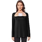 Deyeek Chemo Shirts for Women with Dialysis Port Access 2 Side Zippers Long Sleeve Shoulder Post Surgery Shirt
