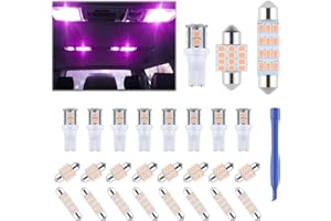 iFunyLED 24 Pieces Dome Light LED Car Interior Bulb Kit Set 194 T10 DE3175 578 31mm 42mm Bulbs Interior Replacement Lights for Car Map License Plate Door Side Marker Cornering Trunk Light - Purple