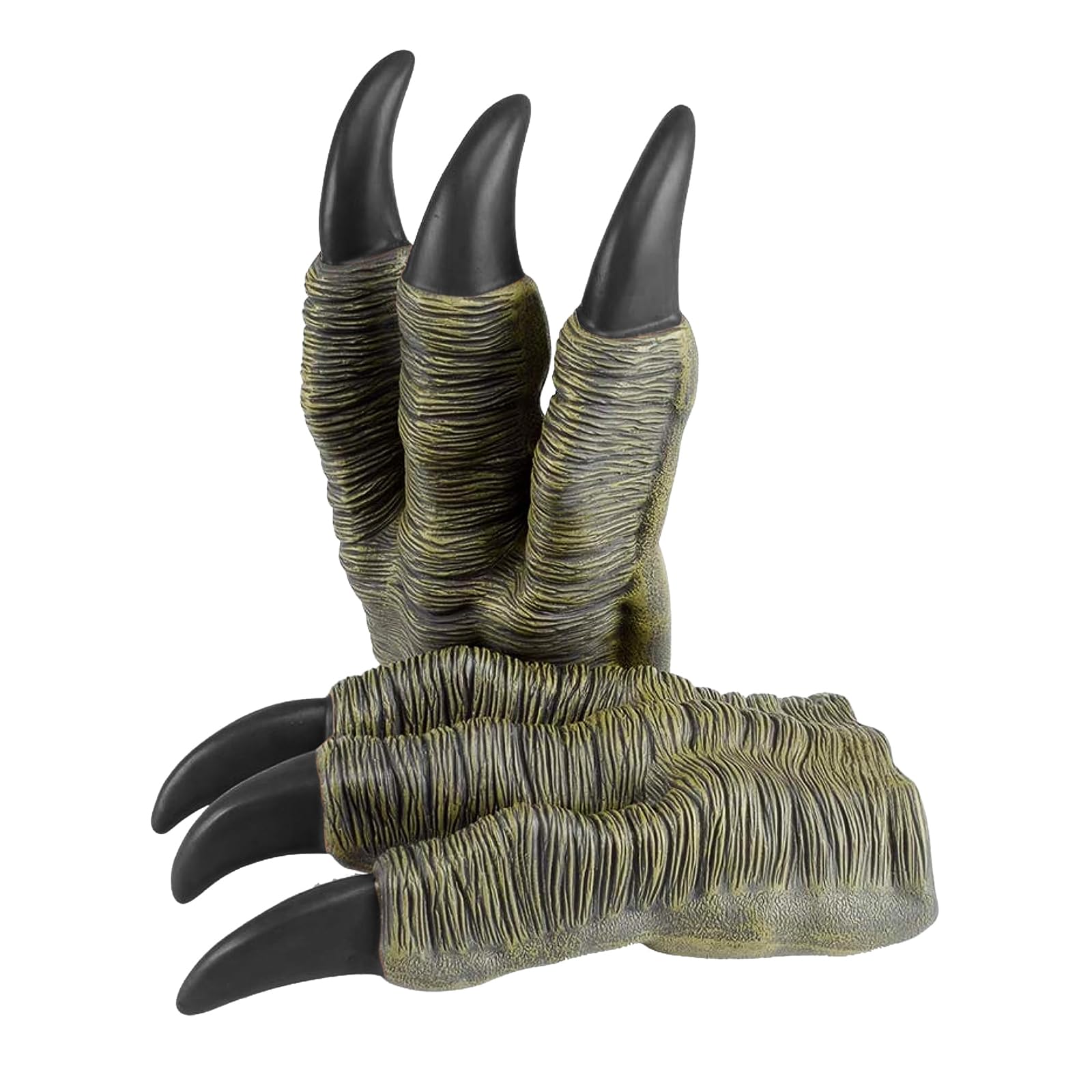 Faxianther Men Women Realistic Dinosaur Claw Gloves Funny Velociraptor Tyrannosaurus 3 Fingers Paw Gloves Cosplay Halloween Pretend Play Costume Accessories Werewolf Animal Claw Mittens Props — image 1