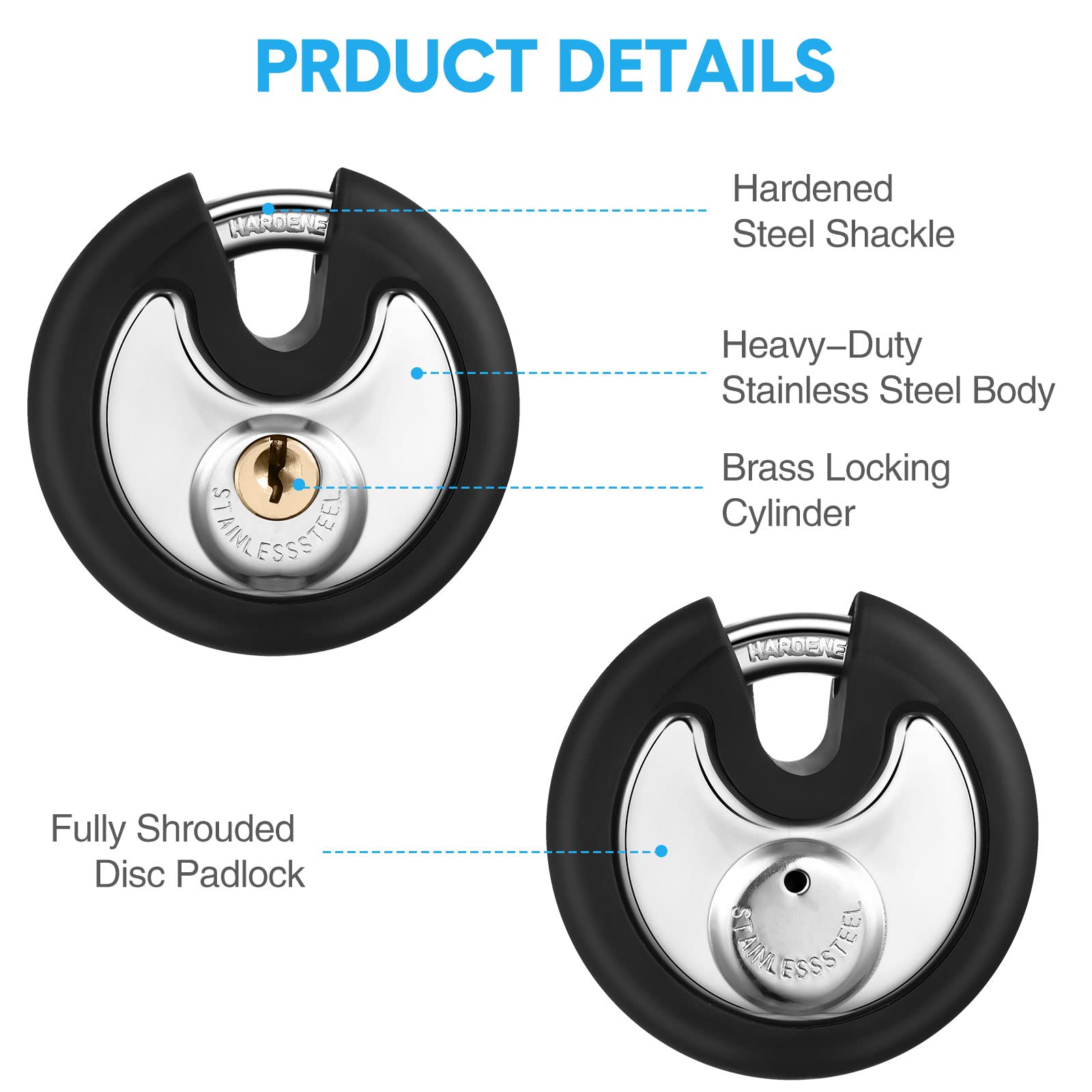 Mua Chumia 10 Pack 70 mm Keyed Alike Padlocks Outdoor Round Stainless ...