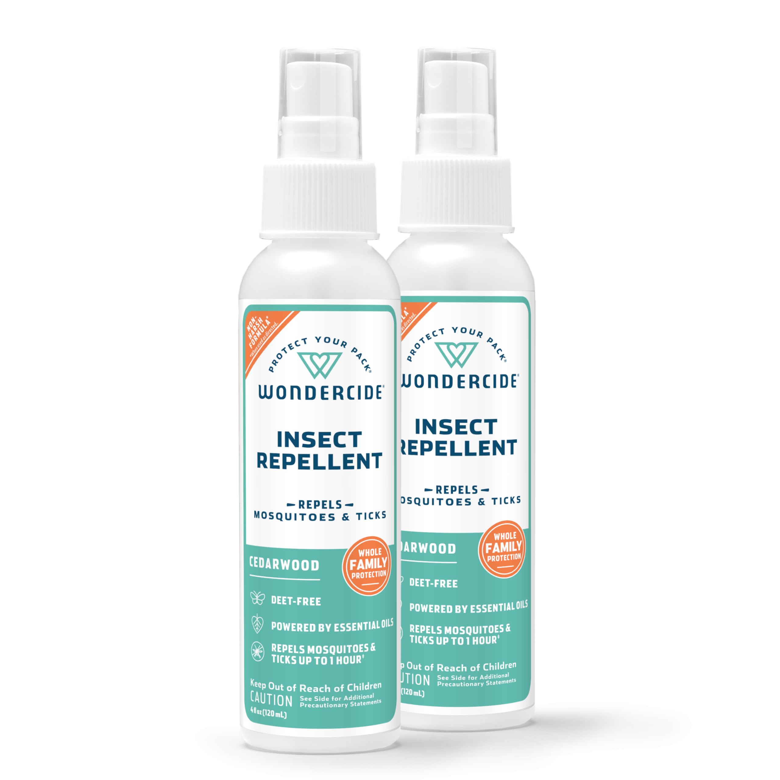 Wondercide - Mosquito, Tick, and Insect Repellent with Natural Essential Oils - DEET-Free Bug Spray and Killer - Safe for Family - Cedarwood 2-Pack of 4 oz Bottle
