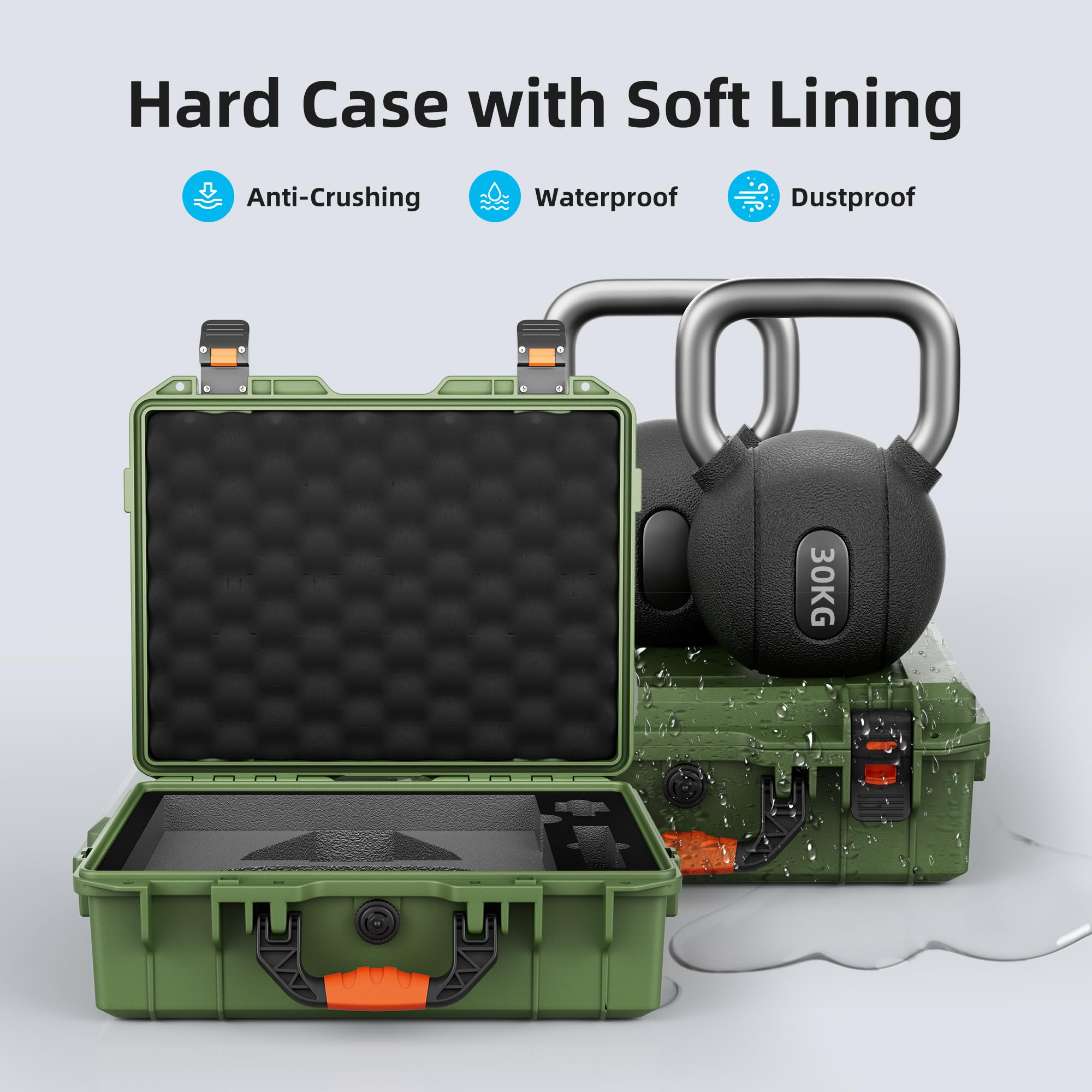 EAZUSE Starlink Mini Case, Hard Waterproof Travel Case for Mini Starlink with Molded Foam for Accessories, Lockable Storage Bag Green