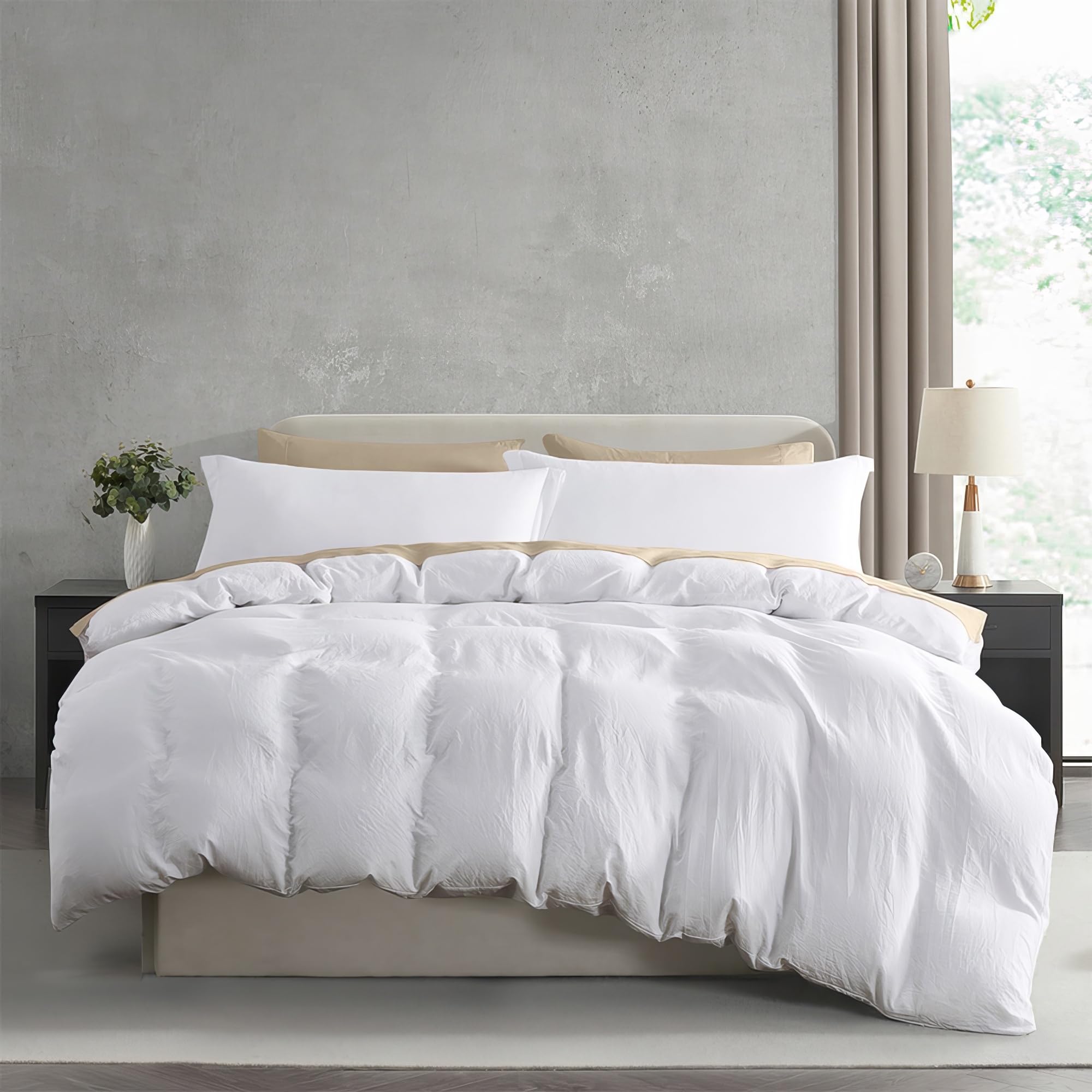 Photo 1 of Nestl White Duvet Cover King Size - Soft Prewashed King Duvet Cover Set, 3 Piece, with Zipper Closure, 1 Duvet Cover 104x90 inches and 2 Pillow Shams - No Comforter