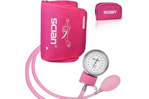 SCIAN Manual Blood Pressure Cuff - Aneroid Sphygmomanometer with European Cuff 12.6-20.8" and D-Ring, Come with Carrying Bag for Nurse Doctor Senior Adult, Pink-Large Cuff