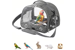 Bird Travel Carrier Cage with Standing Wooden Stick and Stainless Tray,Portable and Lightweight Breathable Backpack for Small