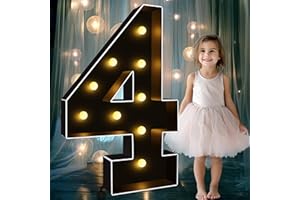 Ledido 3FT Marquee Light Up Letters Black Mosaic Letters Large Lighted Marquee Numbers Large Marquee Letters for Party Wedding Baby Shower, LED Marquee Letter Lights Sign Black Marquee Number 4