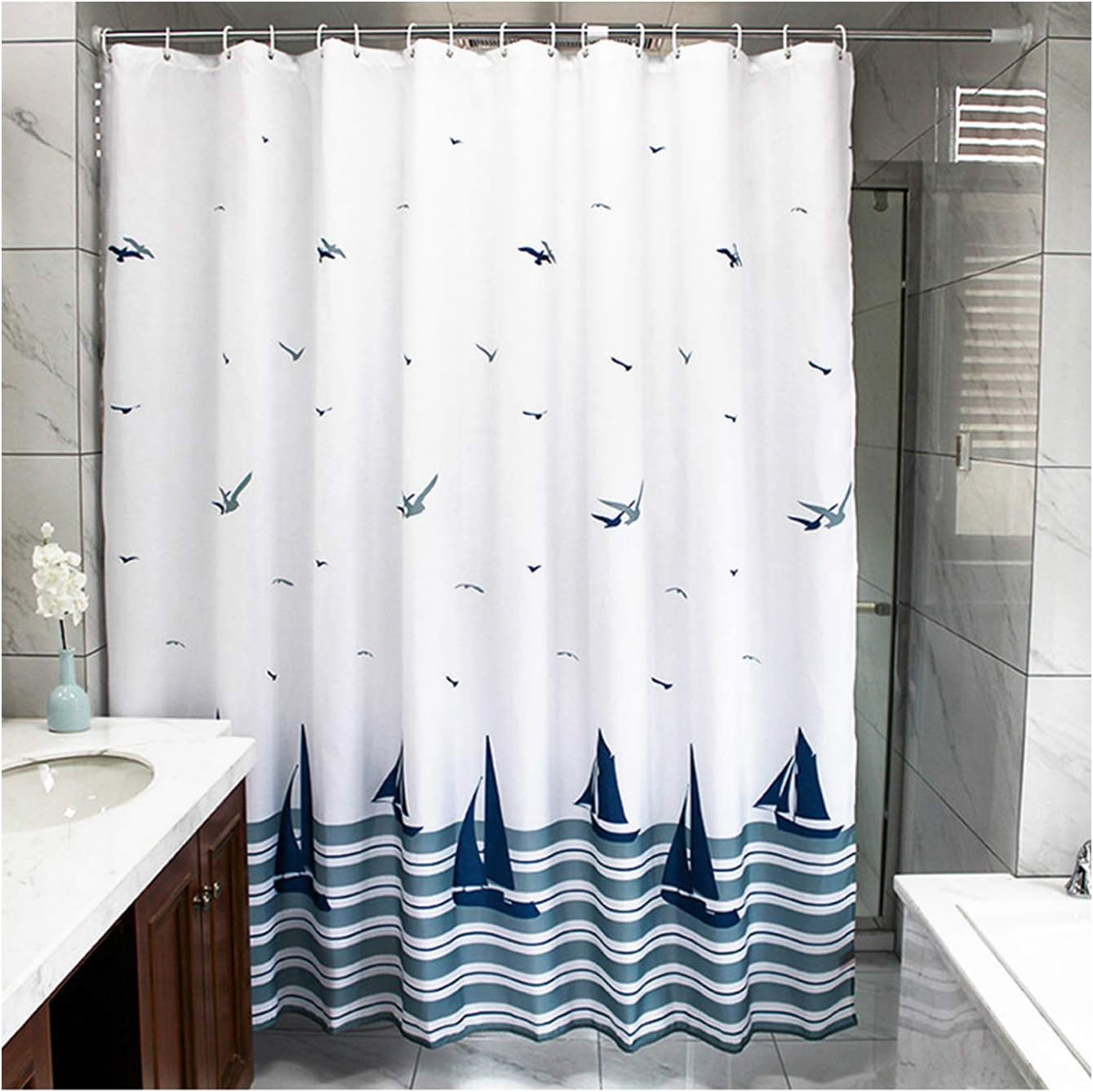 Amazon Com Ufatansy Uforme Beach Theme Boat Print Shower Curtain