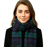 Biddy Murphy Fine 100% Irish Lambswool Plaid Scarf, Soft & Warm, Celtic Tartan Check, Imported