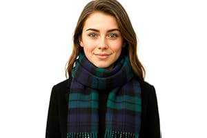 Biddy Murphy 100% Irish Wool Scarf for Women & Men, Soft & Warm, Plaid Tartan, 12" x 60"