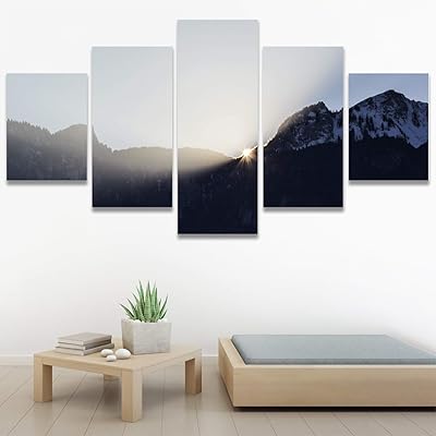SIGNWIN 5 Panel Canvas Wall Art Sunset in...