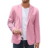 COOFANDY Men's Casual Linen Blazer Lightweight Regular Fit Sport Coat One Button Suit Jacket
