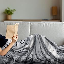 Ambesonne Abstract Throw Blanket, Mix of White and