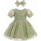 IBTOM CASTLE Toddler Baby Girl Birthday Dress Short Puff Sleeve Sequins Butterfly Tulle Tutu Formal Pageant Party Gown