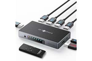 HDMI Switch, Durable SETMSPACE HDMI Switcher 5 in 1 Out with Remote, 4K 60 Hz HDMI Splitter, Stable HDMI Port Expander for Home Theater, Office and Classroom