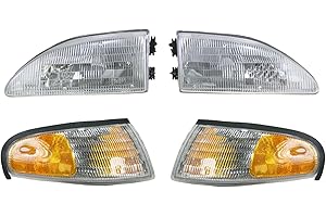 1A AUTO Headlights & Parking Corner Lights Left & Right Pair Set for 94-98 Ford Mustang