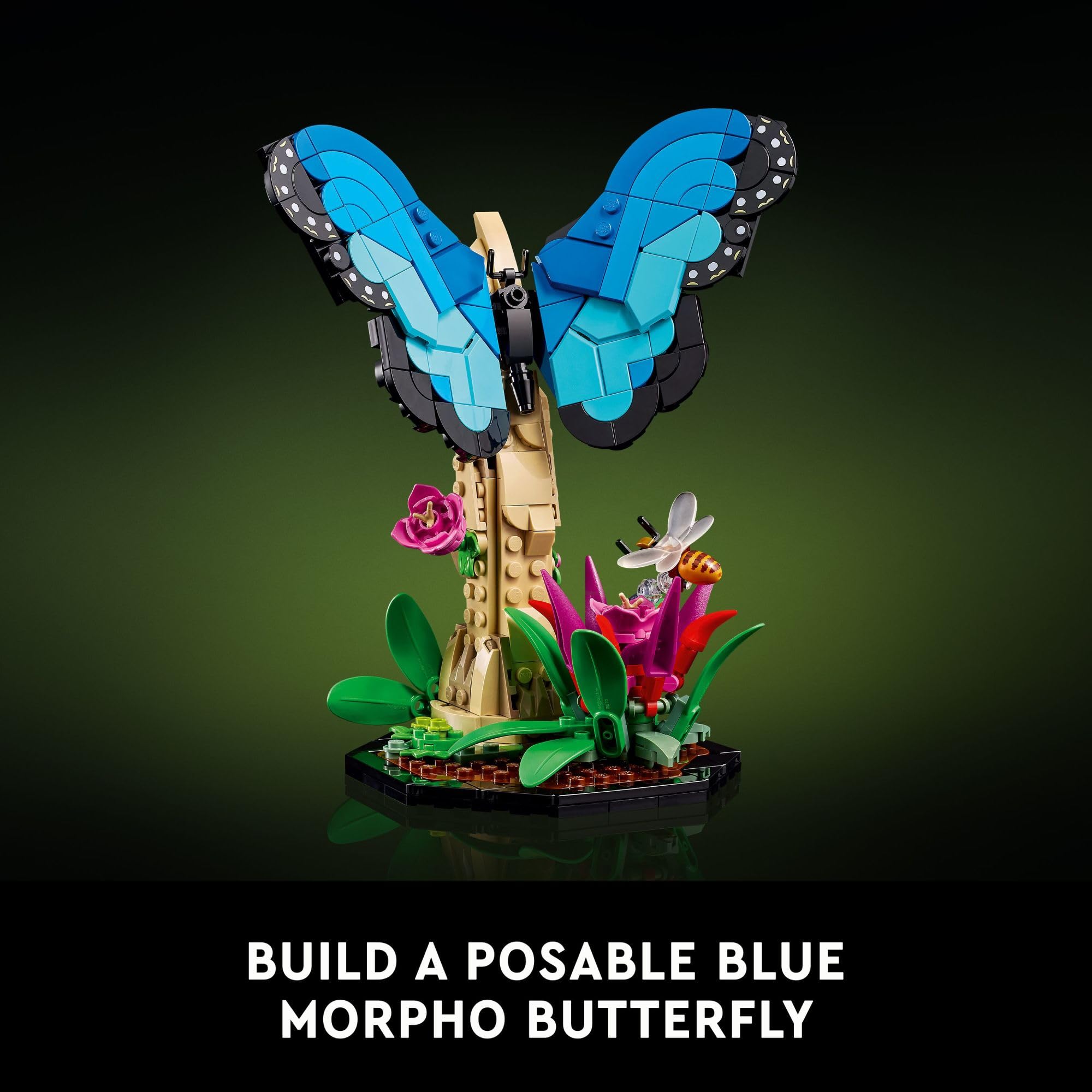 LEGO Ideas The Insect Collection, Fun Gift for Nature Lovers, with Life-Size Blue Morpho Butterfly, Hercules Beetle and Chinese Mantis Display Models, Bug Building Set and Nature Décor, 21342
