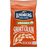 Lundberg Organic Short Grain Brown Rice, Bulk Bag, 12 Lb | Sticky, Subtly Nutty Kernels for Bowls and Sides, Grown in California, Vegan, Non-GMO &amp; Gluten-Free Pantry Staple