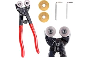 Swpeet 5Pcs Heavy Duty Glass Mosaic Cutter Kit, 8 Inch Wheeled Glass Nipper Pliers Tool with 2Pcs Replacement Blade and 2Pcs 