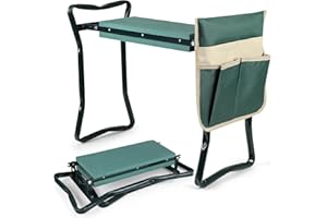 PULNDA Garden Kneeler and Seat, Foldable Gardening Bench for Kneeling and Sitting Garden Stools, Garden Helper Seat with Tool Pocket, Protects Knees and Back, Gifts for Women Men Seniors Gardener