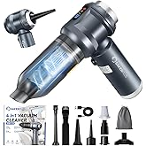 SakerPlus 4 in 1 Handheld Car Vacuum Cleaner & Air Duster, 17500PA High Power Rechargeable Portable Vacuum with LED Light, Multi Nozzles for Car, Home & Office – Ideal for Men and Family