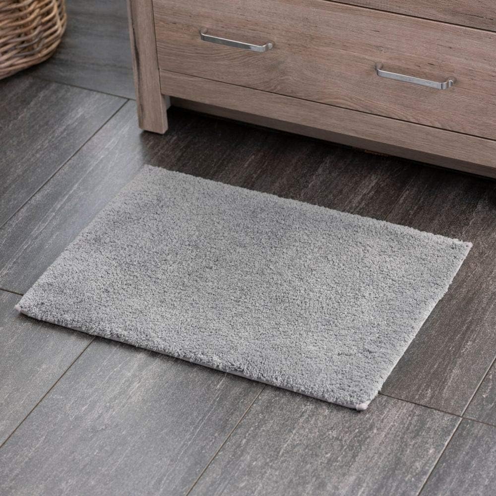 1 Piece Solid Color Drylon Fibers Ash Gray Bathroom Rug, 21
