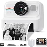 HiMont Kids Camera Instant Print 1080P 32GB 3 Rolls Paper Black