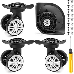 Shinylin 2 Pair Luggage Wheels Replacement Travel Suitcase Caster Wheels 360° Swivel with 16 Screw and 1 Screwdriver, Trunk S