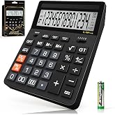 Calculators Desktop, 2026 Upgrade 14 Digit Large Size Calculator with 5-Inch LCD Display and Solar Power, Office Calculator for Desk (Black)