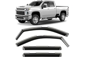 GrandWheel Co Smoke Tinted in-Channel Side Window Vent Visor Deflectors Rain Guards Compatible with Silverado/Sierra 2500HD/3