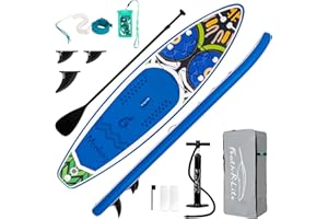 FEATH-R-LITE Inflatable Paddle Board Stand Up Paddleboards for Adults SUP with Premium Accessories Pump, Adjustable Paddle, Leash, Three Fins, Backpack