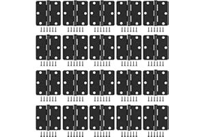 20 Pack Matte Black Door Hinges 3x3 Inch Standard Bedroom Black Hinges for Interior Doors Rounded 1/4" Radius Corners Iron Hi